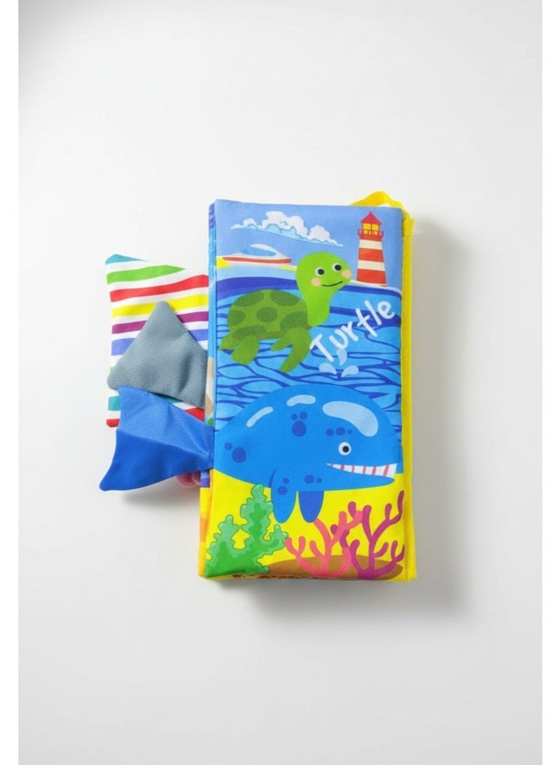 كتاب قماشي ناعم للأطفال - لعبة تعليمية حسية على شكل حيوانات بحرية للأطفال الرضع والصغار - هدية عيد - Image 5